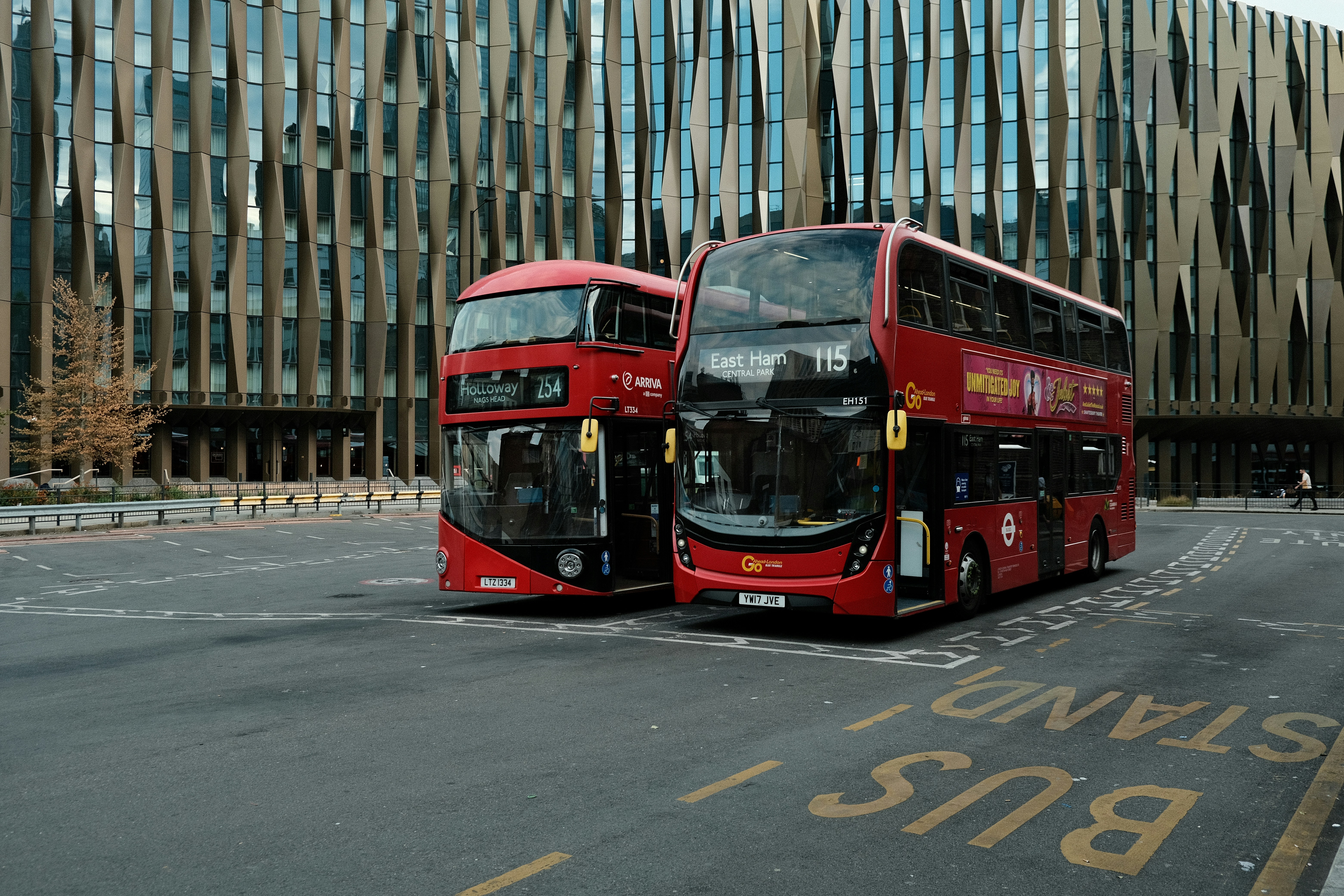 double decker buses on the street