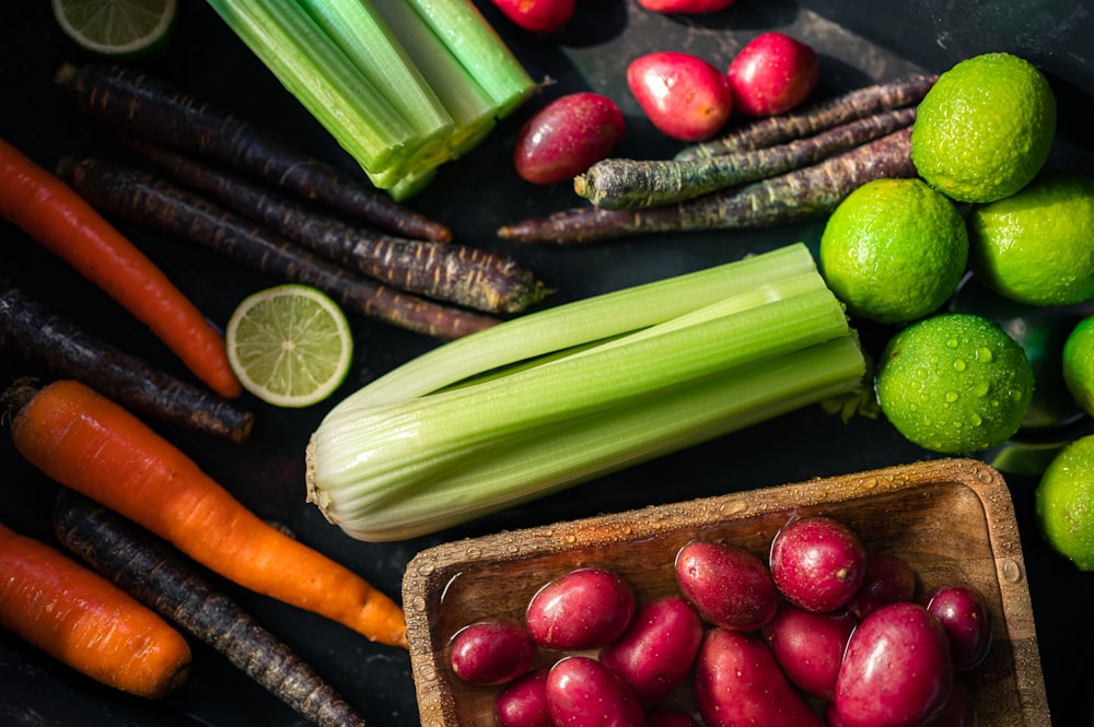 a group of vegetables and fruits