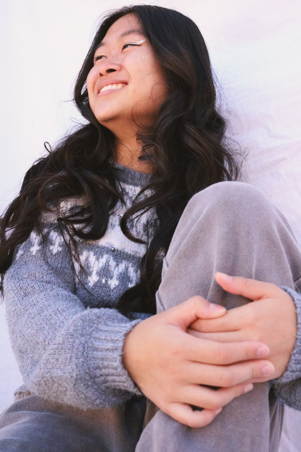 a woman with long hair