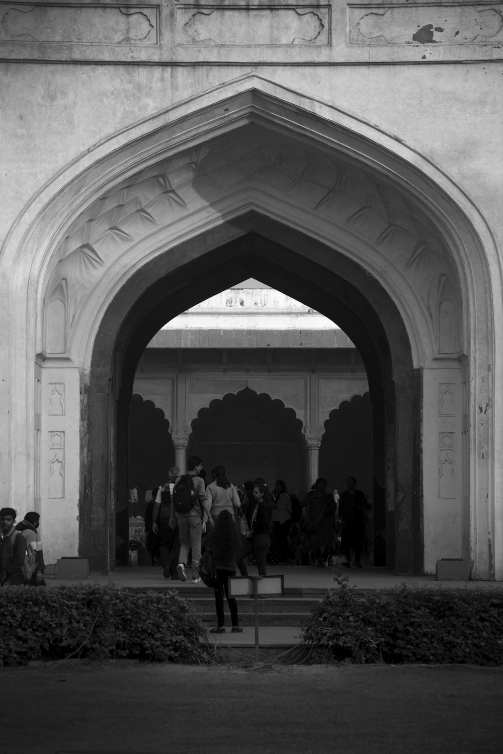 a group of people standing in a doorway