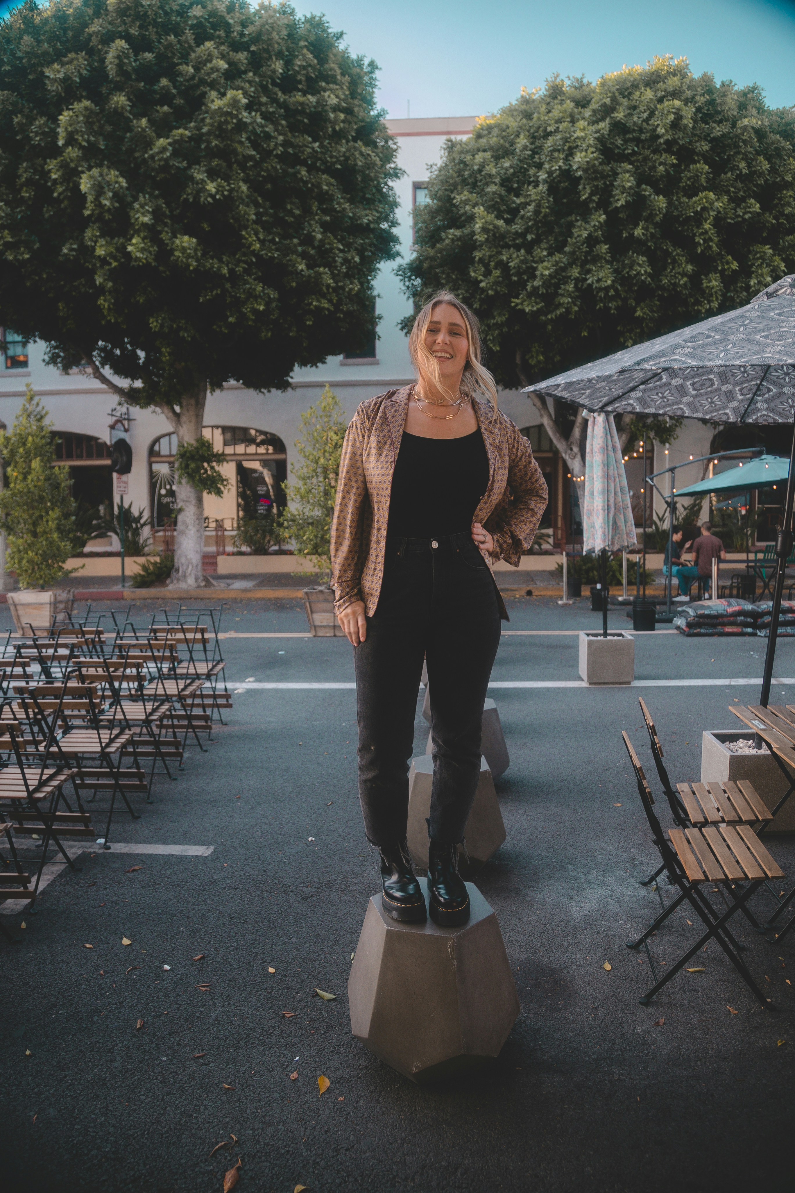 a person standing on a box