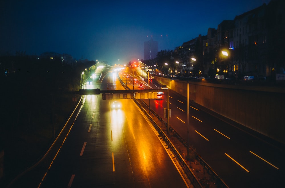 a road with lights on it