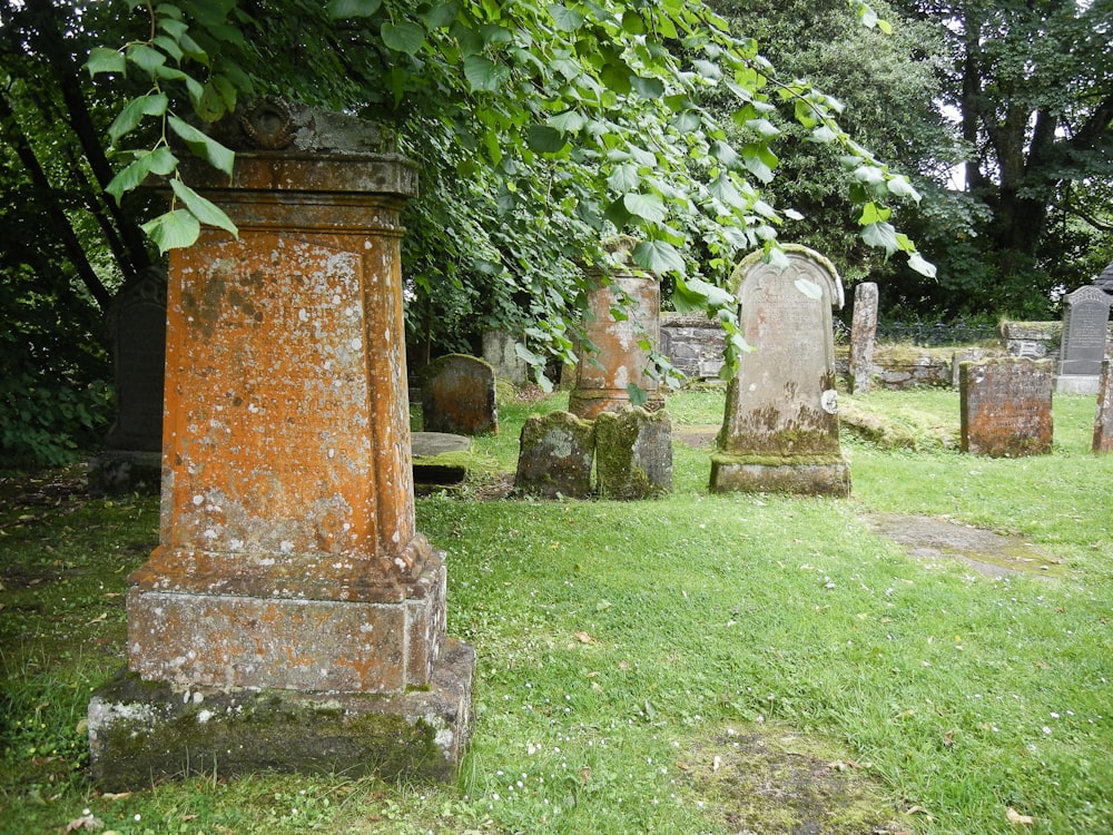 a cemetery with tombstones