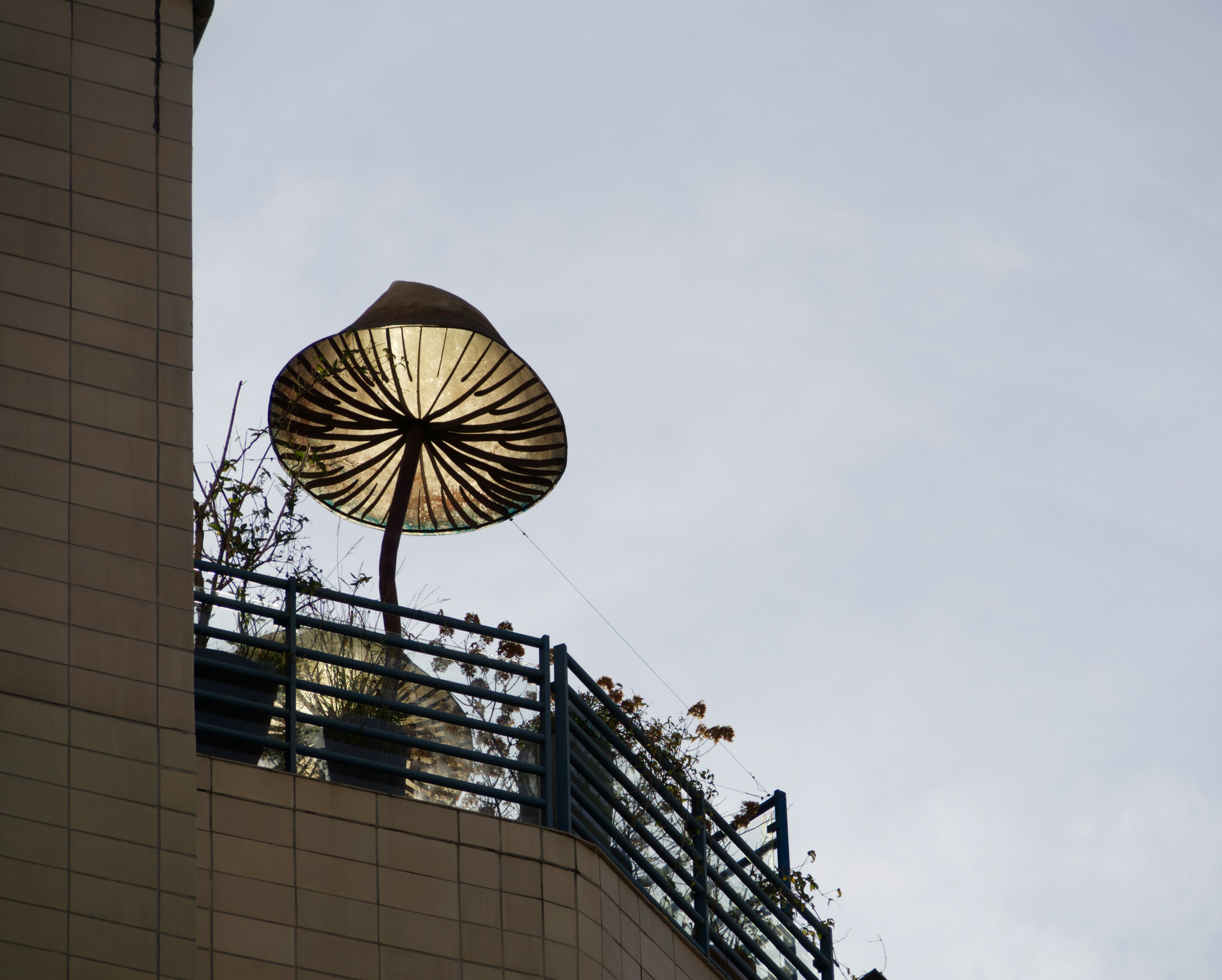 a large umbrella on a building