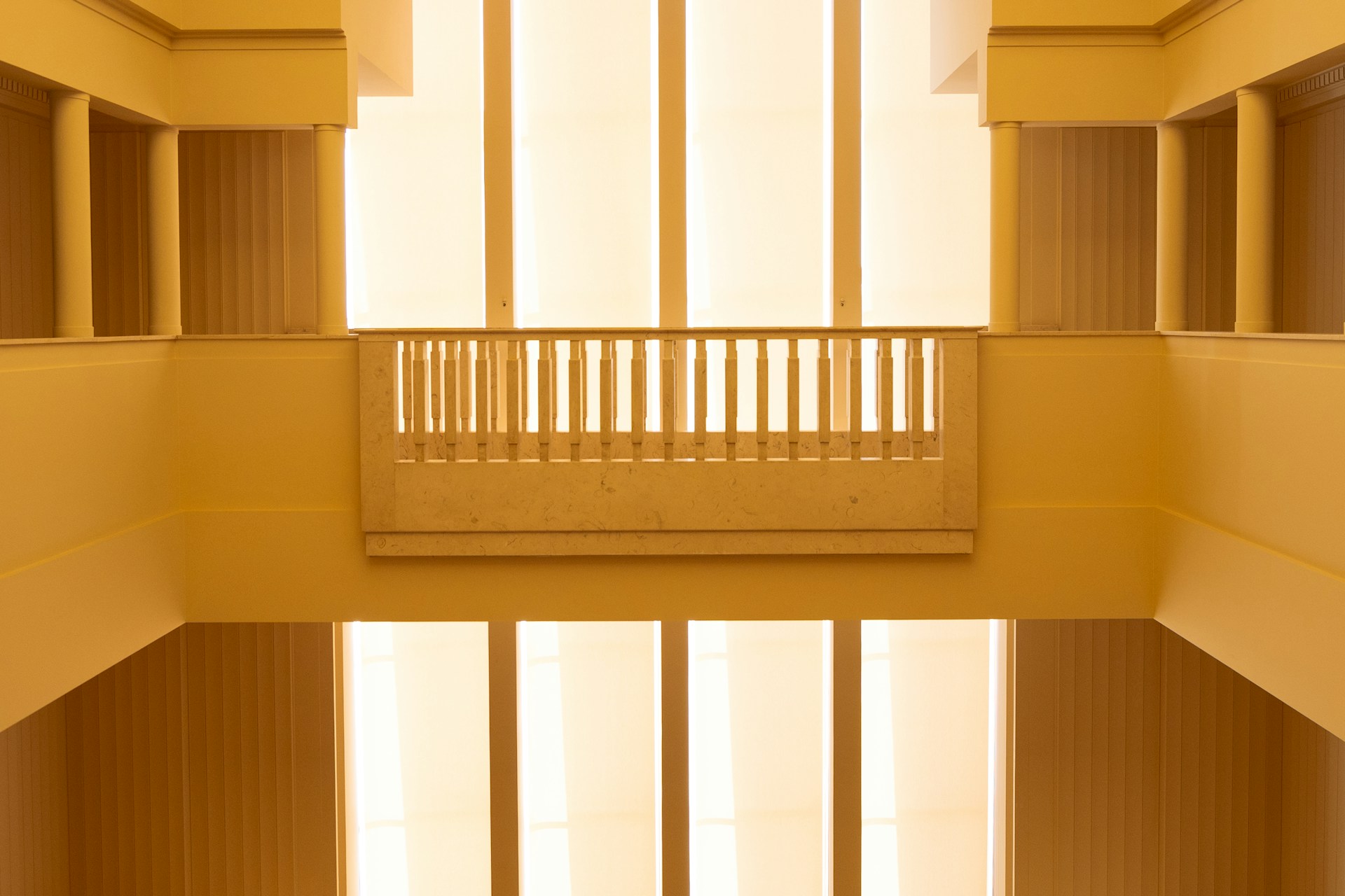 a balcony with a railing