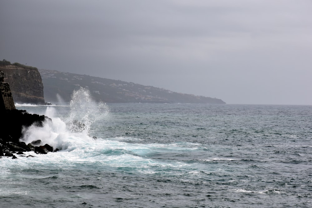 waves crashing against rocks