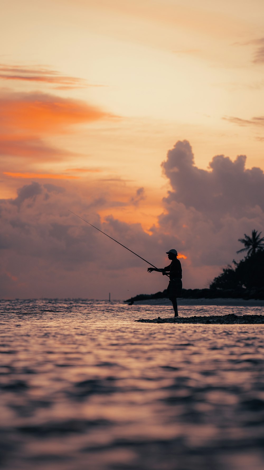 a man fishing on a lake