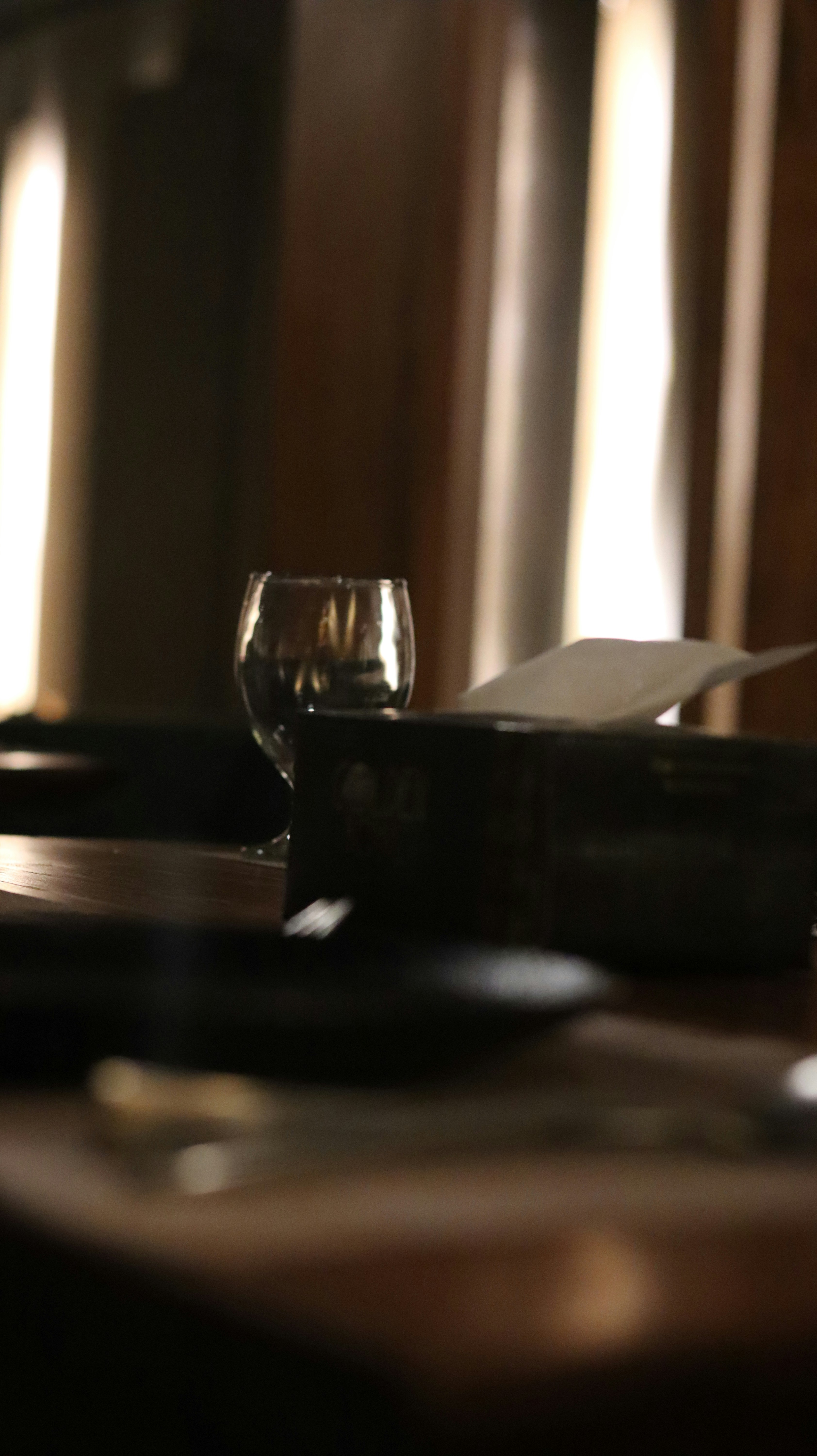 a glass of water on a table