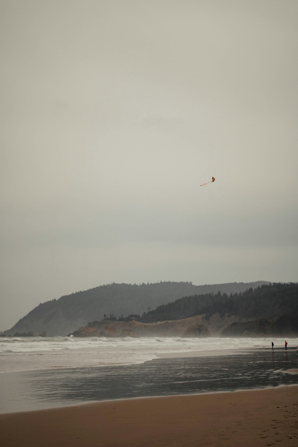 a person flying a kite on a beach