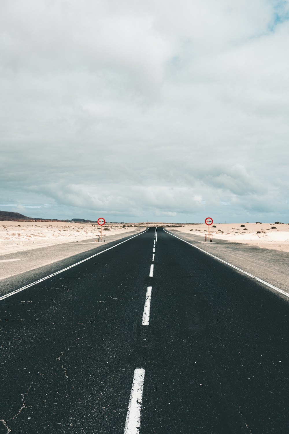 a road with signs on it