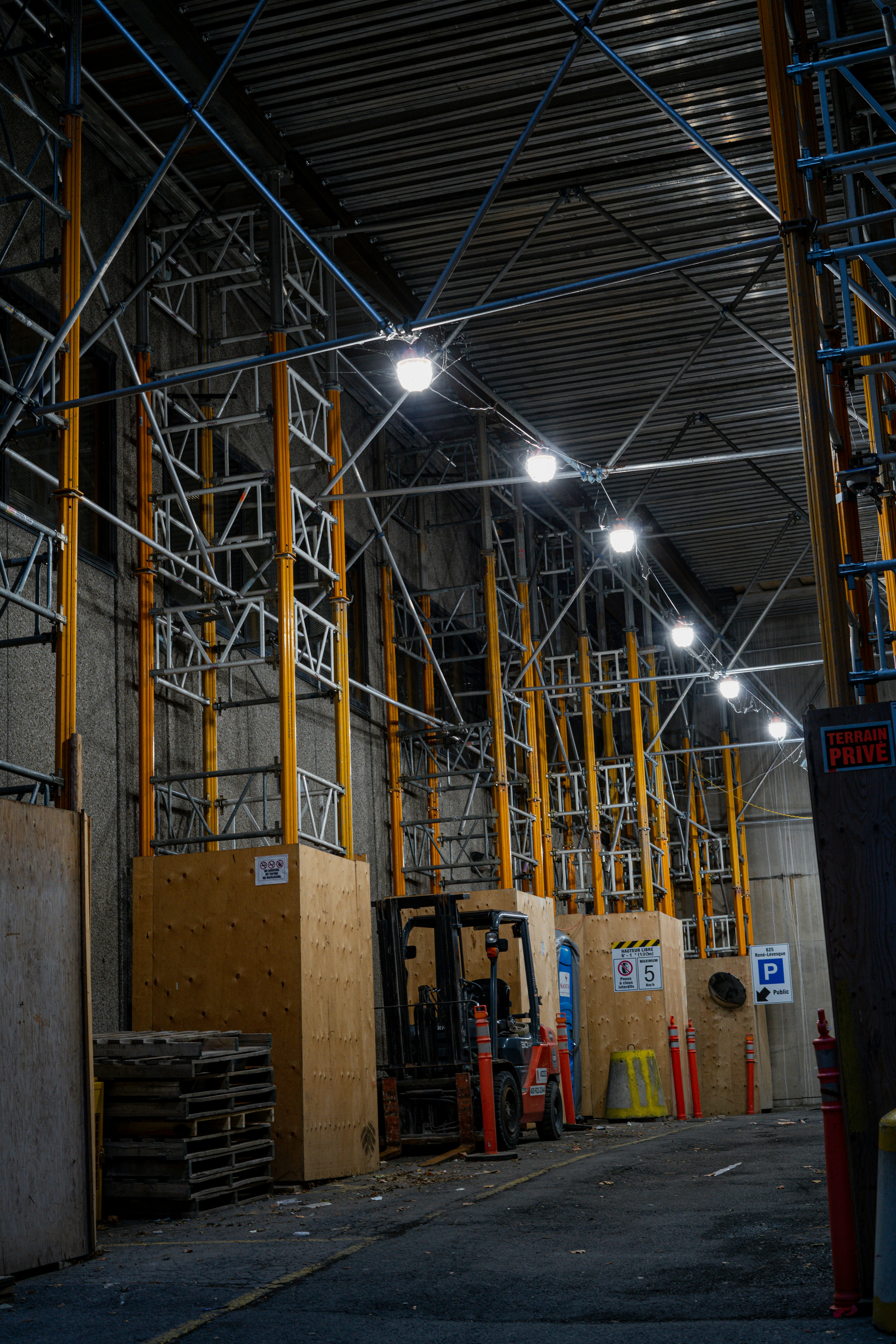 High Bay LED Lights illuminating warehouse