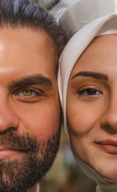 a man and woman taking a selfie