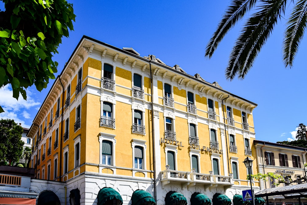 a building with a tree in front