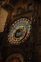 A cosmic clock with symbols representing cycles of time and yugas.