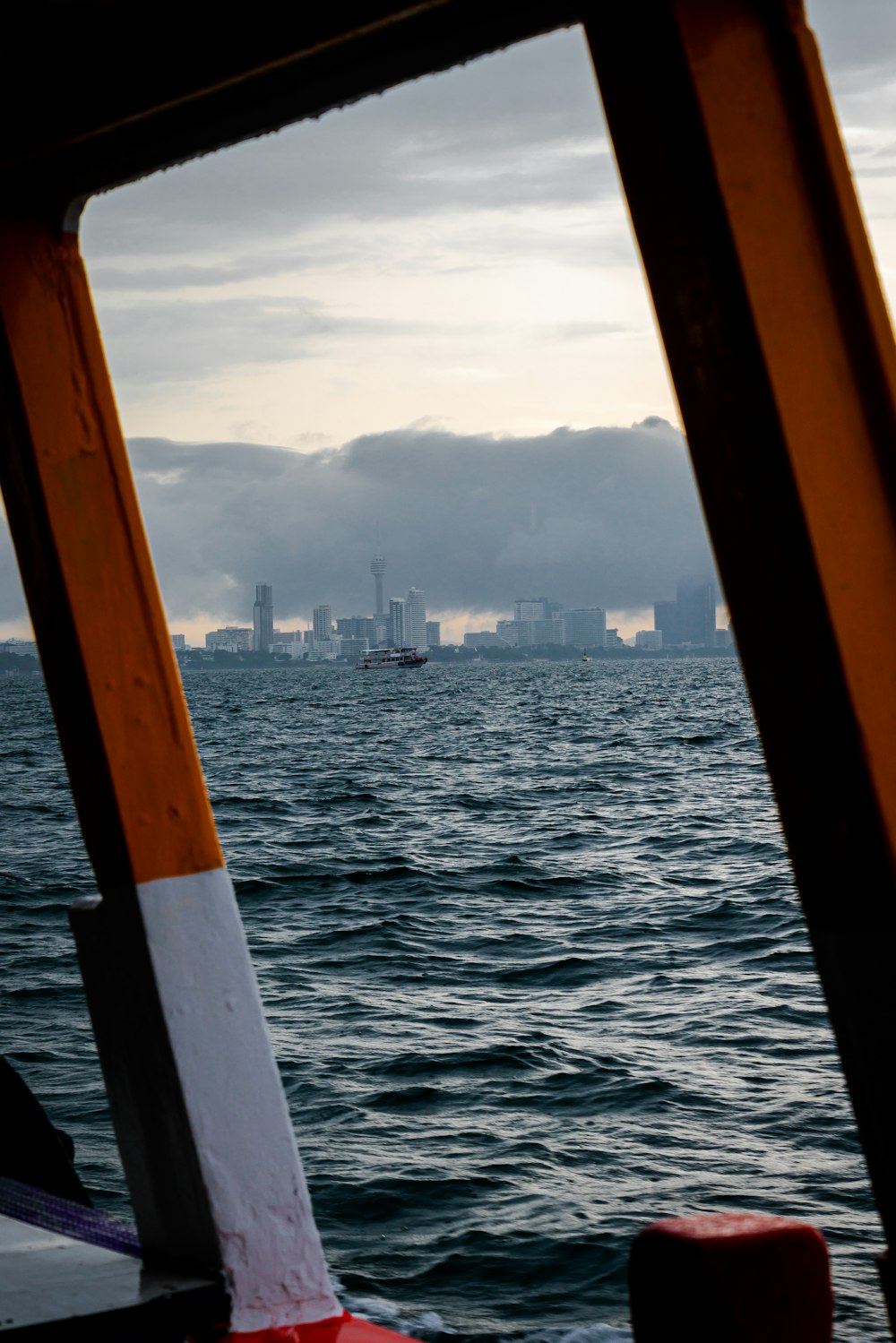 a view of a city from a boat