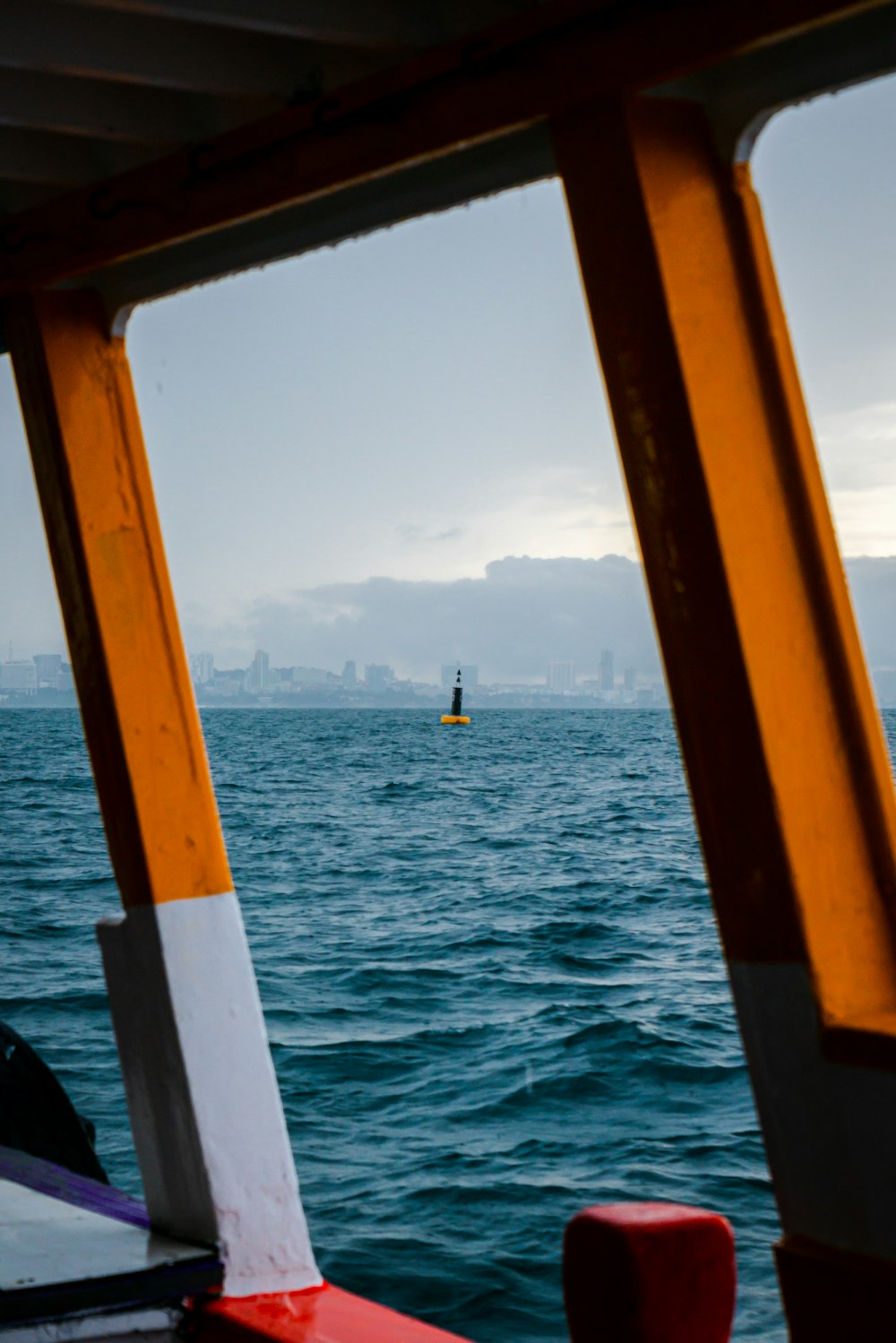 a view of the ocean from a boat