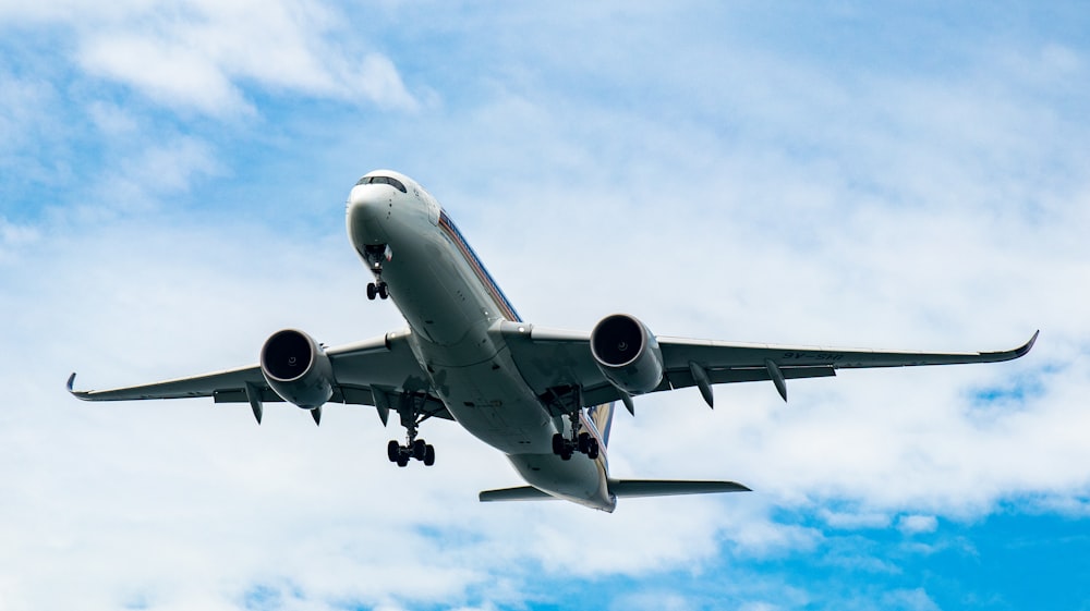 a large airplane flying in the sky