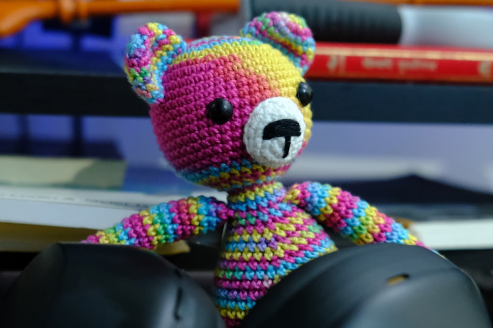 a knitted stuffed animal