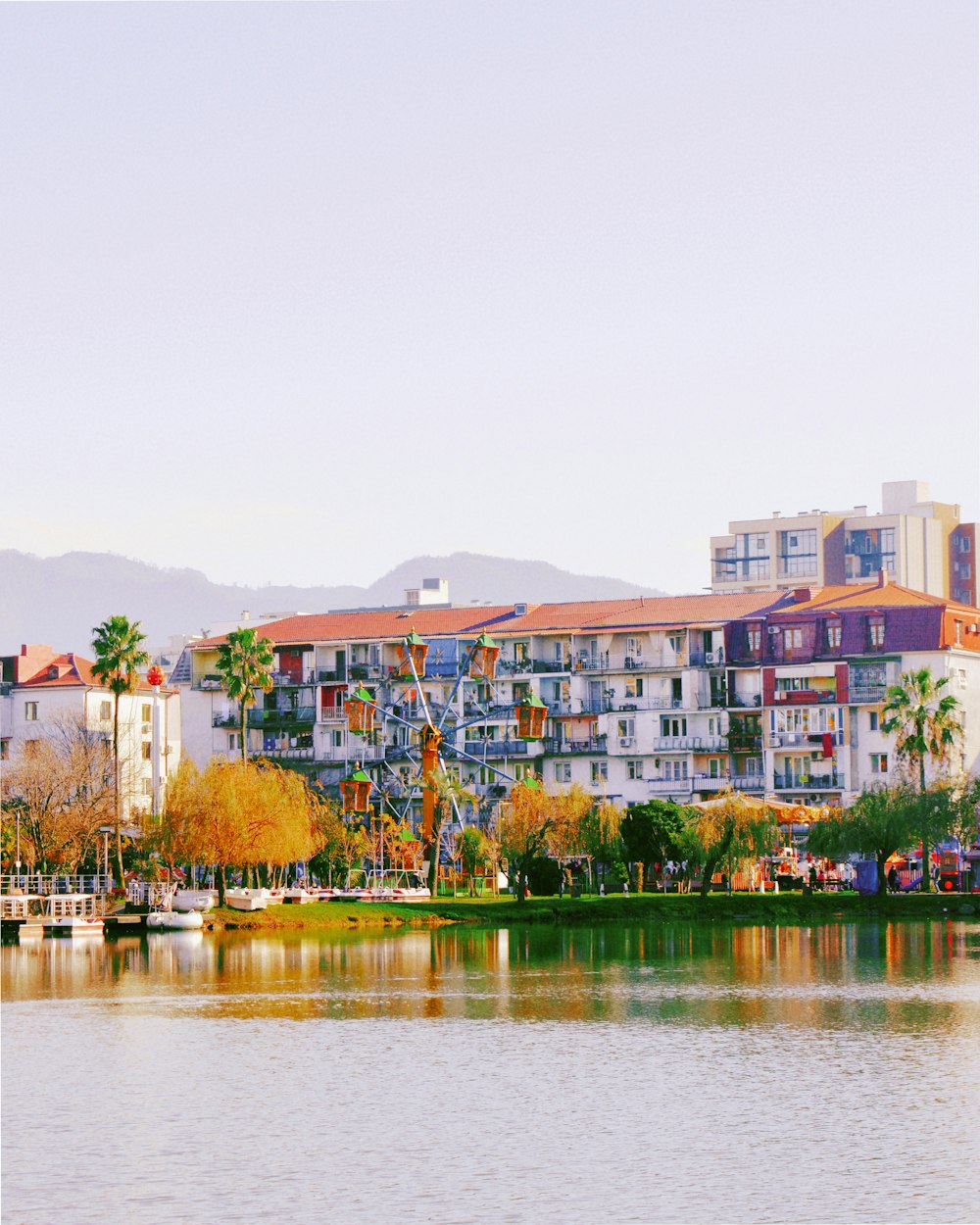 a body of water with buildings along it