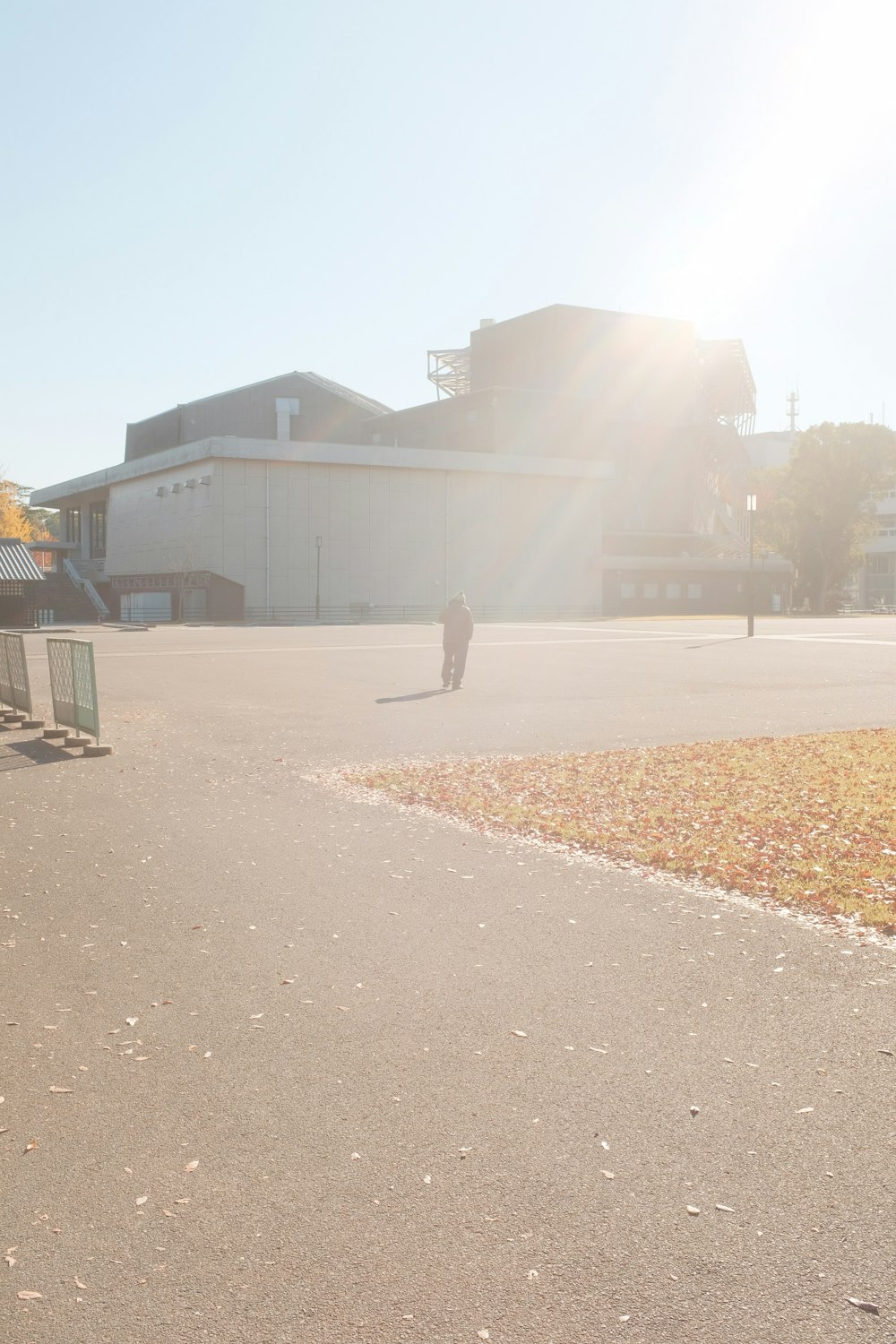 a person walking on a road