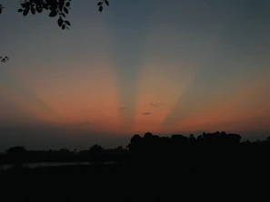 An original fan artwork showing Eevee and its evolutions in a warm sunset palette.