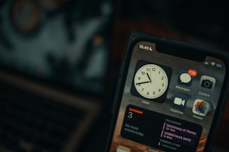 a black and white clock