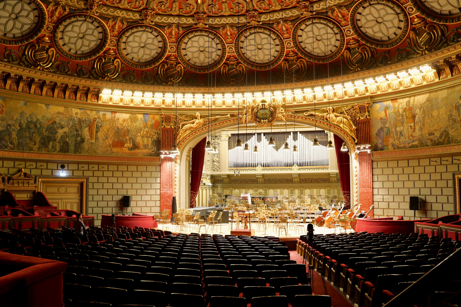 a large theater with rows of seats