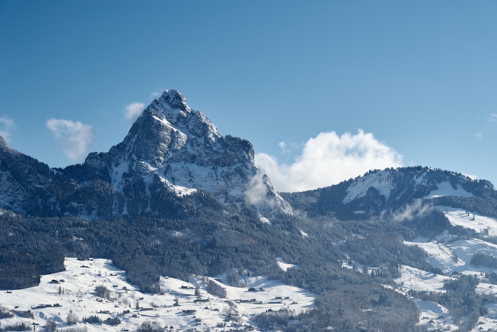 a snowy mountain range