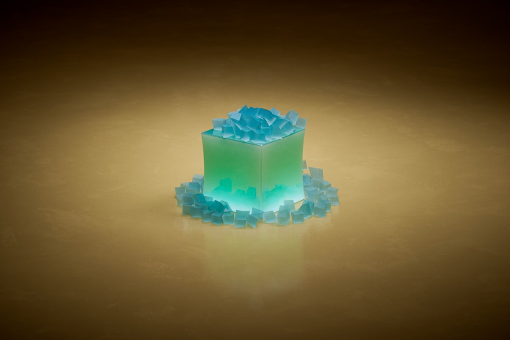a blue and green cube