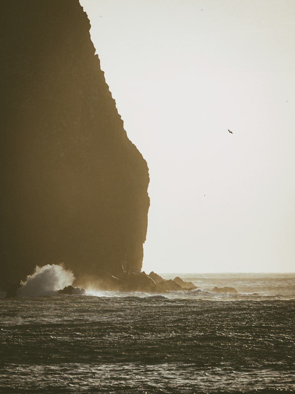 a large rock in the water