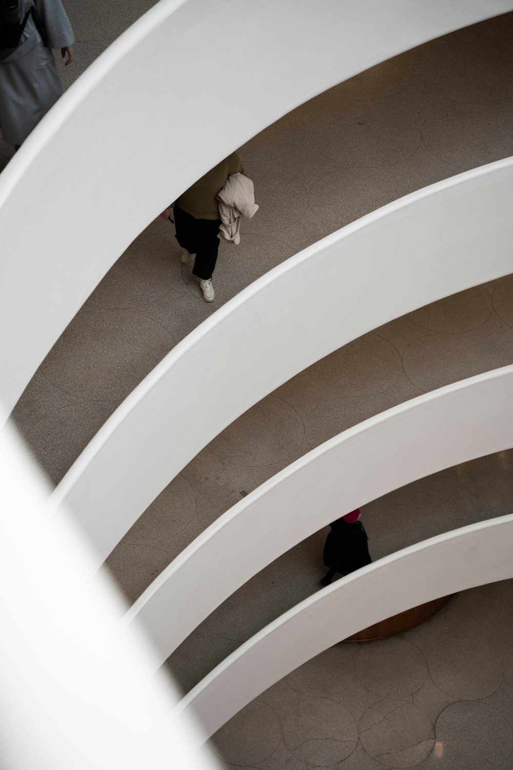 a person walking up a staircase