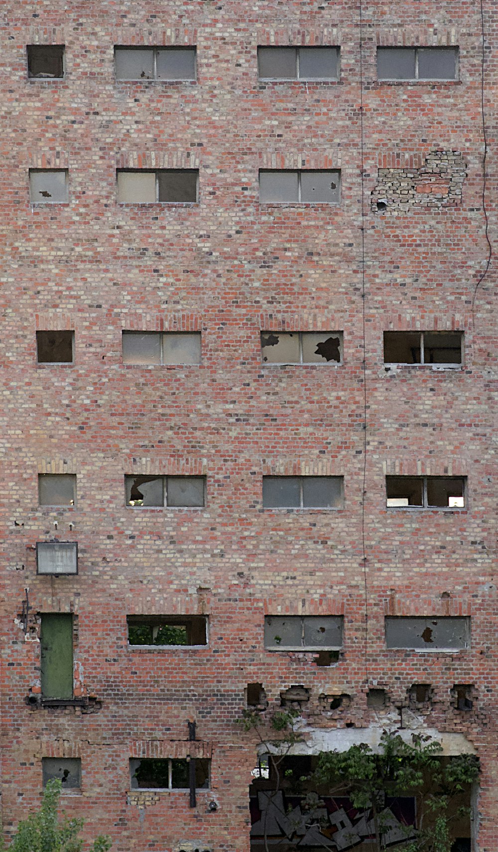 a brick building with many windows