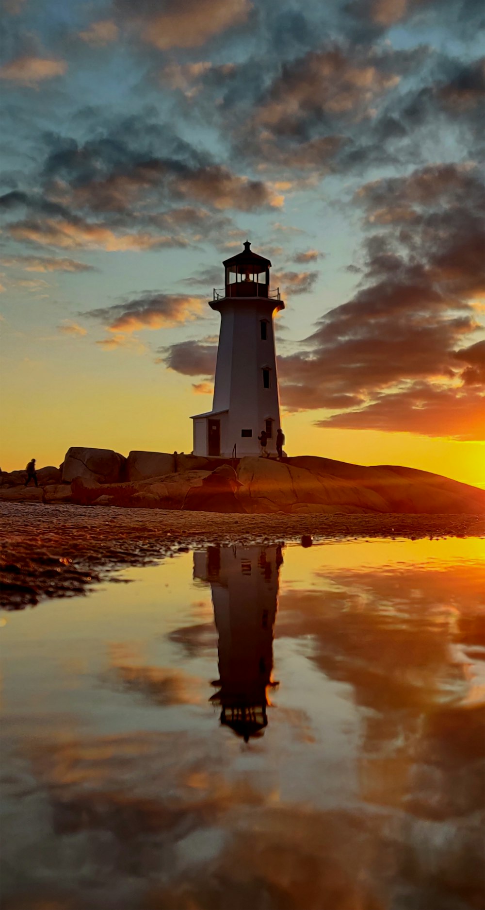 a lighthouse on a rocky shore