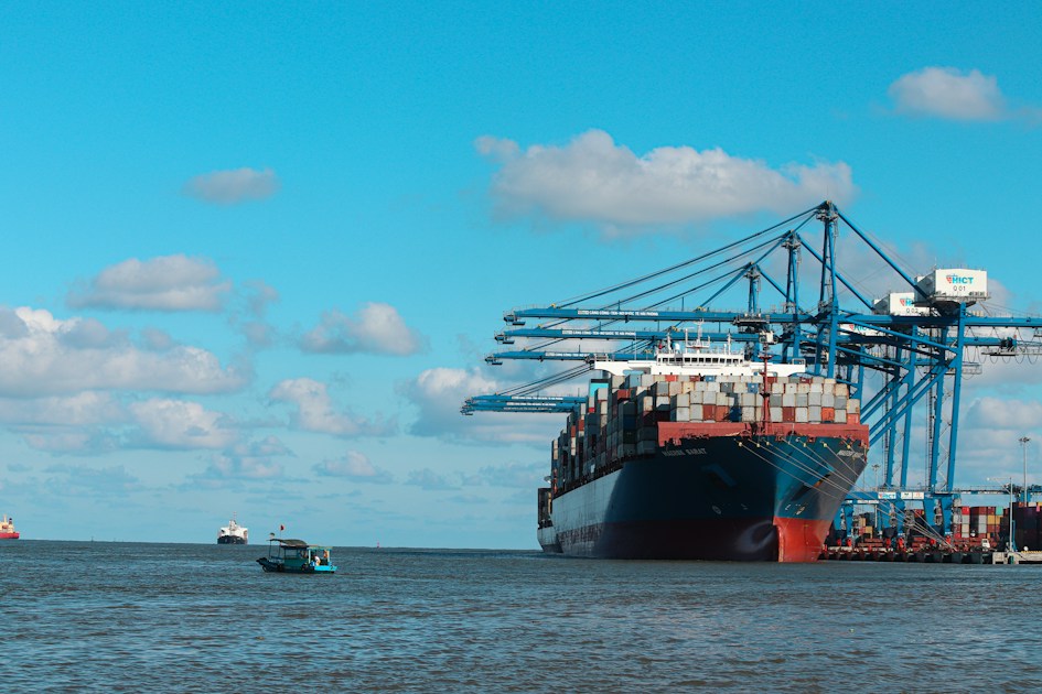 A large ship in the water