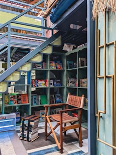 a chair in front of a store