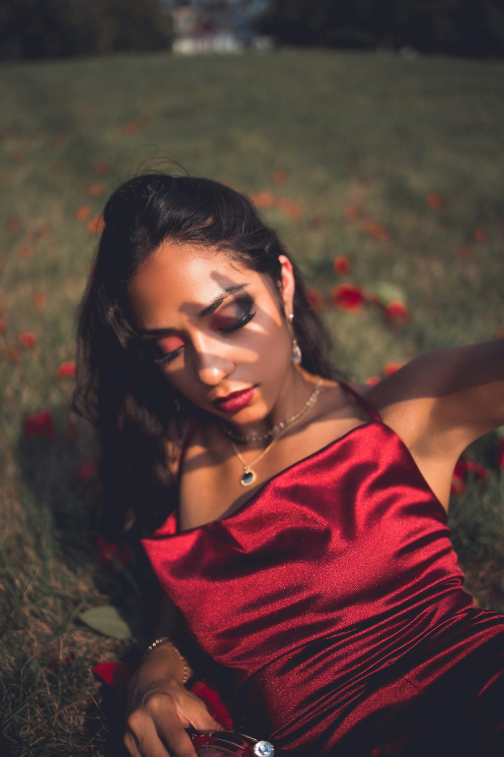 a person sitting in a field