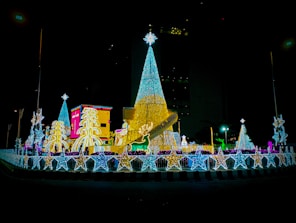 A beautifully designed outdoor display of Christmas lights.