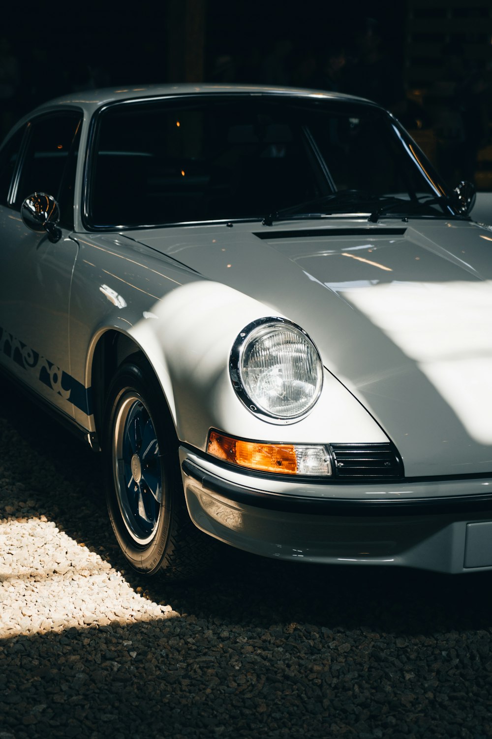 a white car parked on a road