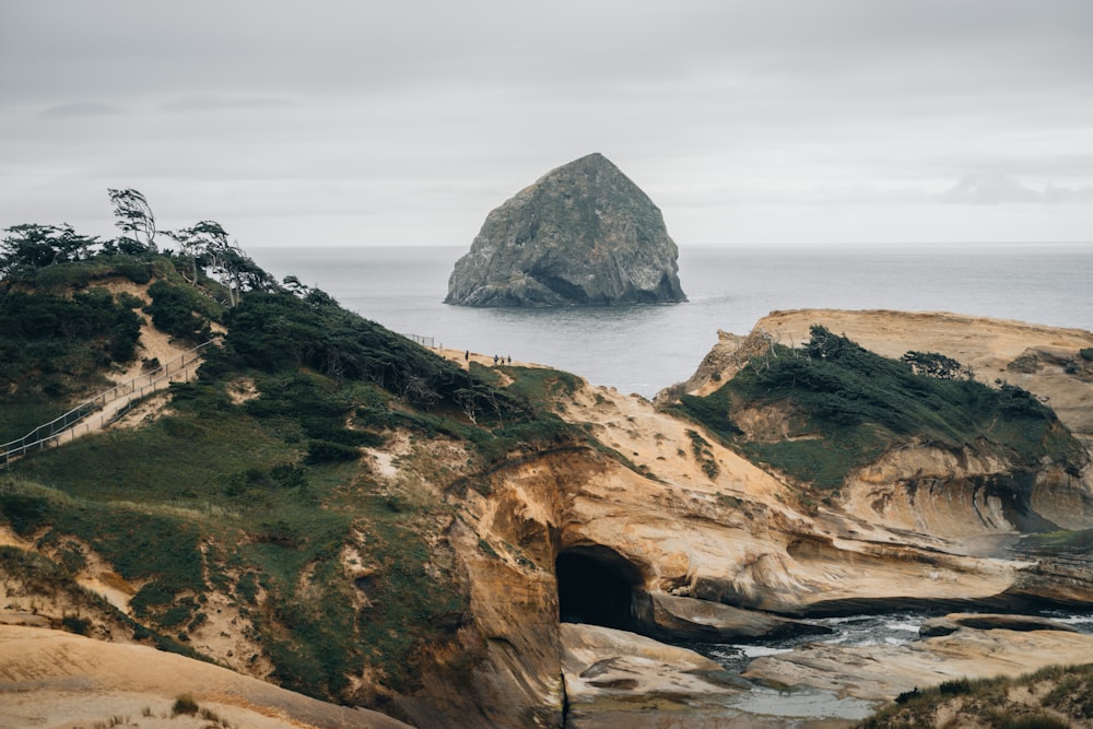 a large rock formation on a cliff