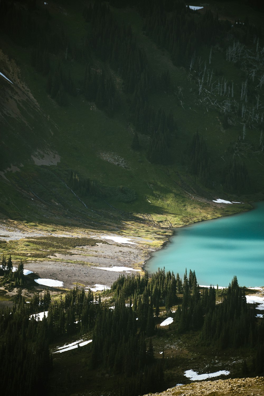 a lake in a mountain