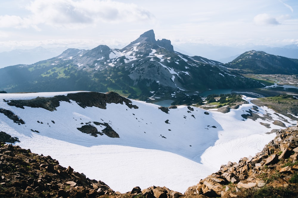 a lake surrounded by mountains