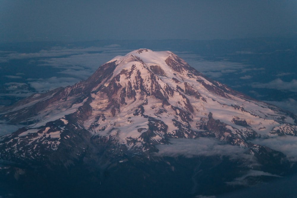 a mountain with snow