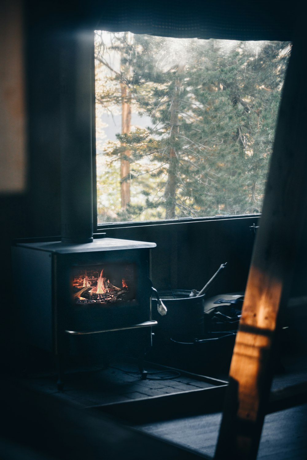 a fireplace with a fire in it