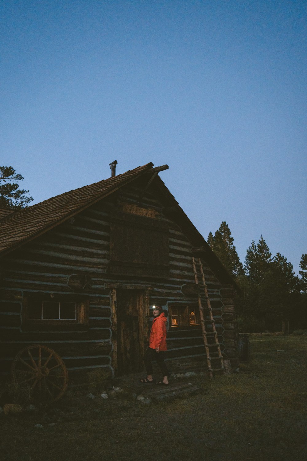 a person standing outside a building