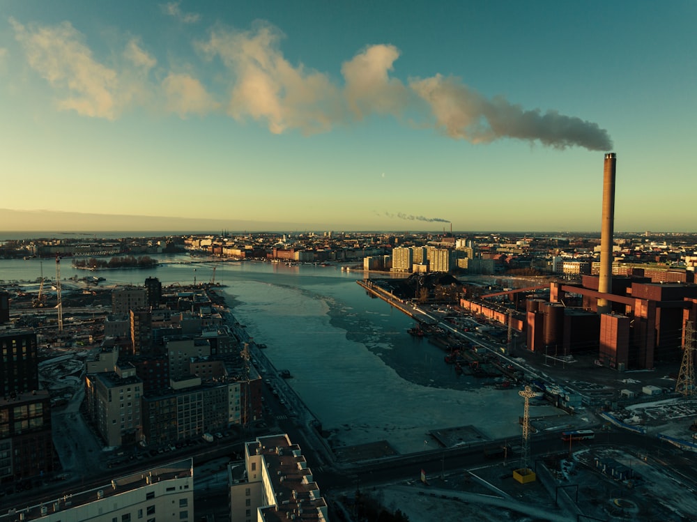 a city with a river running through it