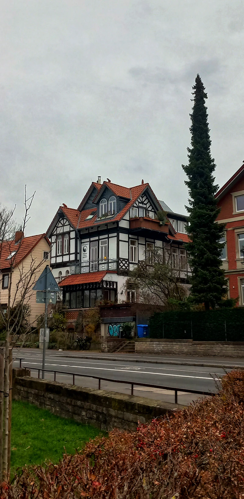 Historic building with tower in Göttingen, Germany
