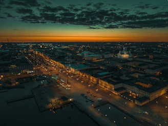 A disciplined aerial view of El Paso cityscape at dusk, highlighting precision and technical expertise.