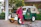 Happy man receiving keys from a rental agent beside a luxury SUV in front of a Marrakech landmark.