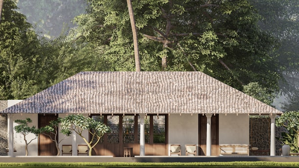 a house with a large roof