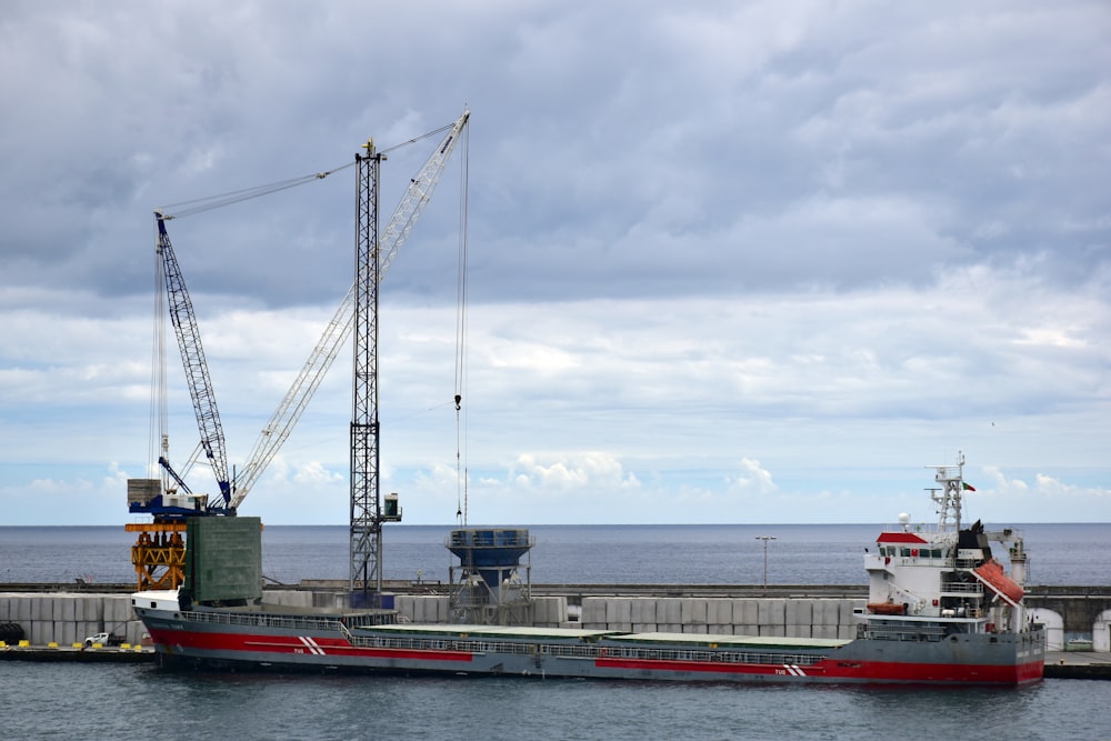 a large ship with cranes